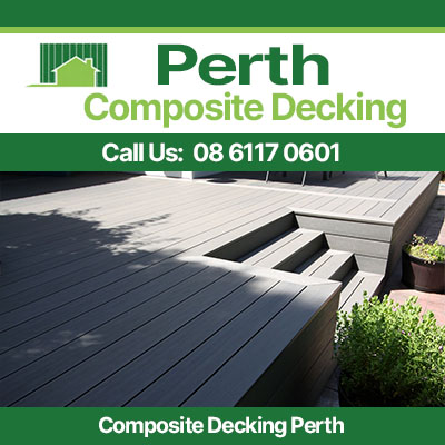 Modern composite decking in Perth with sleek grey and white striped design
